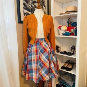 Retro ModCloth fit and flare tartan plaid circle skirt